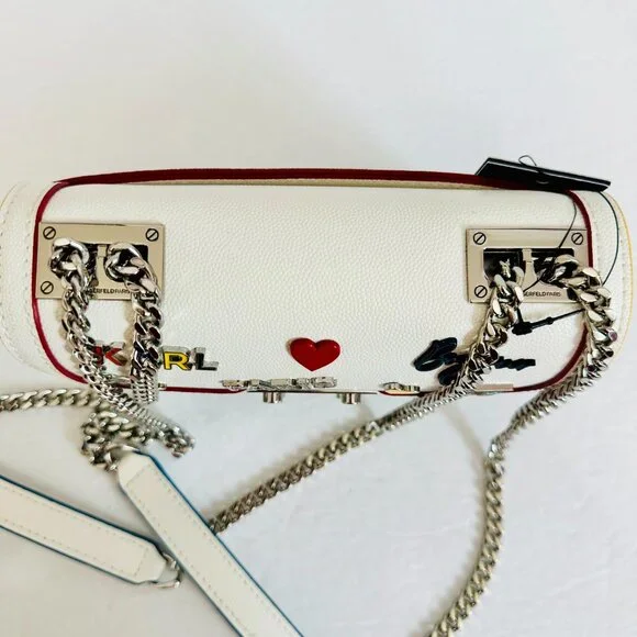 KARL LAGERFELD PARIS STUDDED EMBELLISHED RHINESTONE SMALL CROSSBODY BAG - Picture 6 of 14